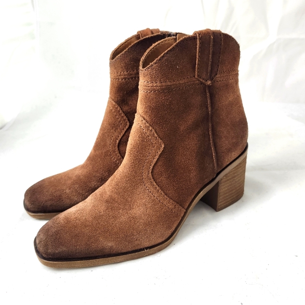 Zodiac Lennon Brown Western Suede Booties 9.5 New